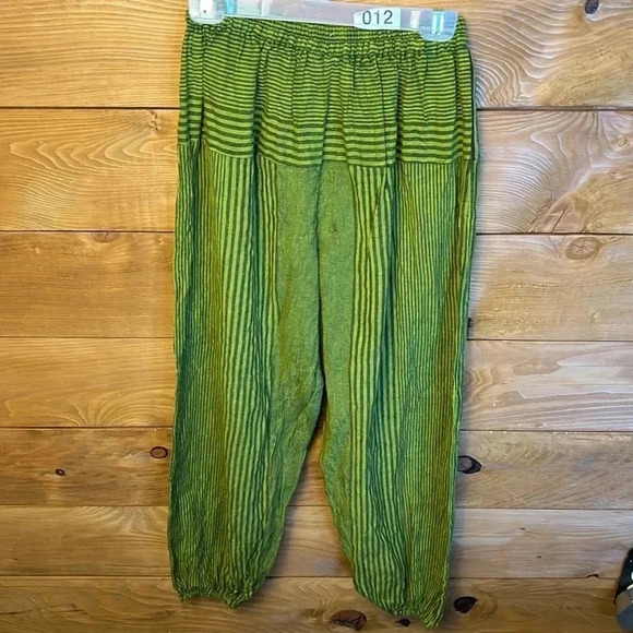 Vision of Tibet Womens pants joggers S/M green stretch waist boho cottagecore - Picture 5 of 9